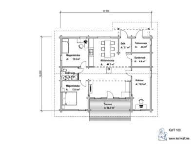 Palkmaja KWT 100 plaan