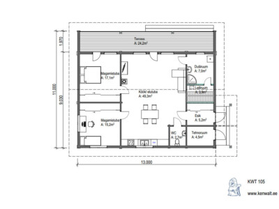 Palkmaja KWT 105 plaan