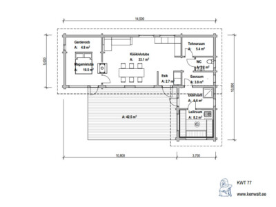 Palkmaja KWT 77 plaan