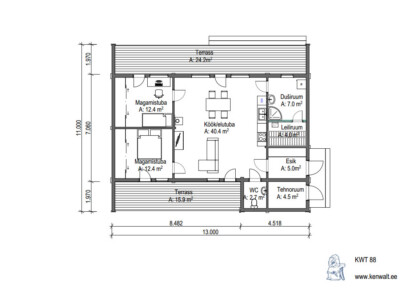Palkmaja KWT 88 plaan