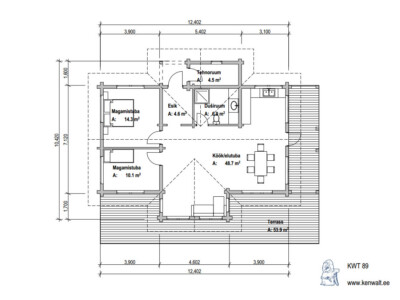 Palkmaja KWT 89 plaan